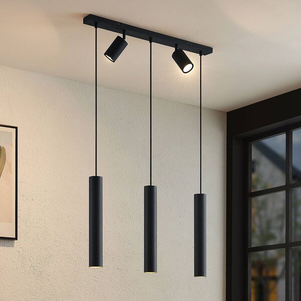 Lampada a sospensione Sanad Lindby, dimmerabile, Nero, Soggiorno / Sala da pranzo, Metallo, Moderno, Lampada a sospensione