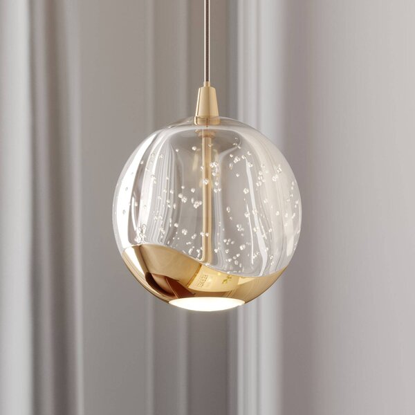 Lampada a sospensione in vetro Hayley Lucande, Chiaro / Trasparente, Soggiorno / Sala da pranzo, Vetro, Moderno, Lampada a sospensione