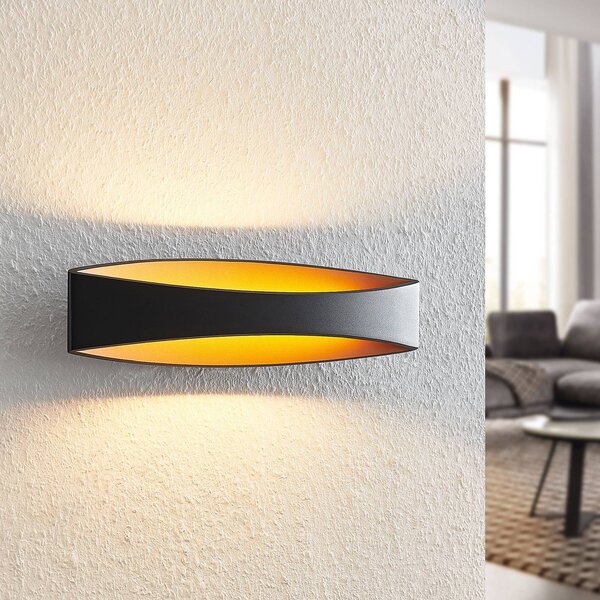 Arcchio Applique da parete a LED Jelle, Nero, Soggiorno / Sala da pranzo, Alluminio, Moderno, Applique a LED