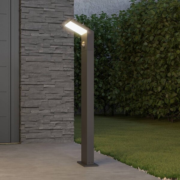 Arcchio lampione a LED Yolena, sensore, 100 cm, antracite Yolena, Nero, Alluminio, Moderno