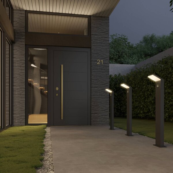 Arcchio lampione a LED Yolena, sensore, 100 cm, antracite Yolena, Nero, Alluminio, Moderno