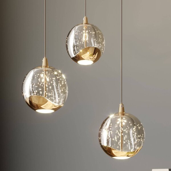 Lampada a sospensione in vetro Hayley Lucande, Chiaro / Trasparente, Soggiorno / Sala da pranzo, Vetro, Moderno, Lampada a sospensione