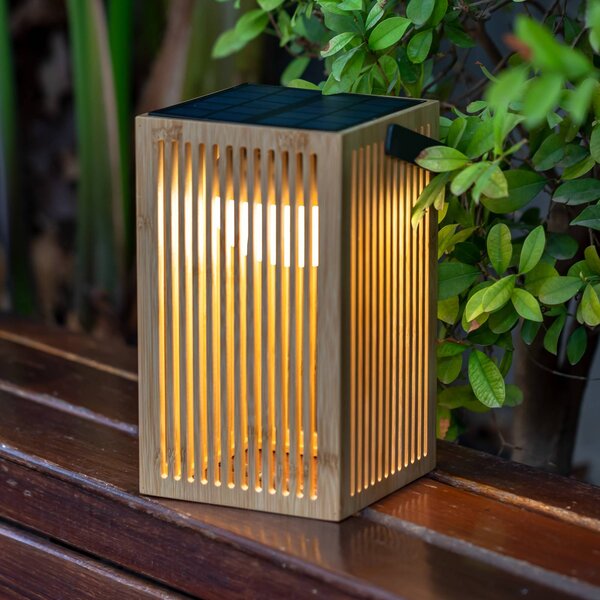 Newgarden Okinawa lampada tavolo solare LED bambù Okinawa, dimmerabile, Legno chiaro, bambù, Lampade solari
