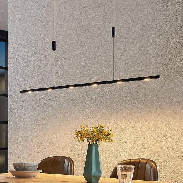 Lampada LED a sospensione Stakato, 120 cm, 6 luci, dimmerabile Stakato Lucande,, Nero, Soggiorno / Sala da pranzo, Metallo, Moderno