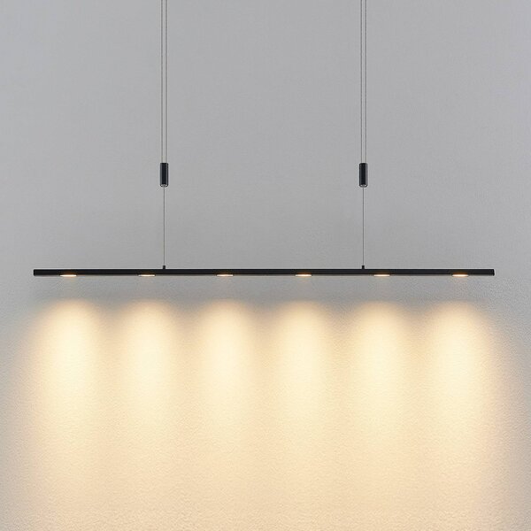 Lampada LED a sospensione Stakato, 120 cm, 6 luci, dimmerabile Stakato Lucande,, Nero, Soggiorno / Sala da pranzo, Metallo, Moderno