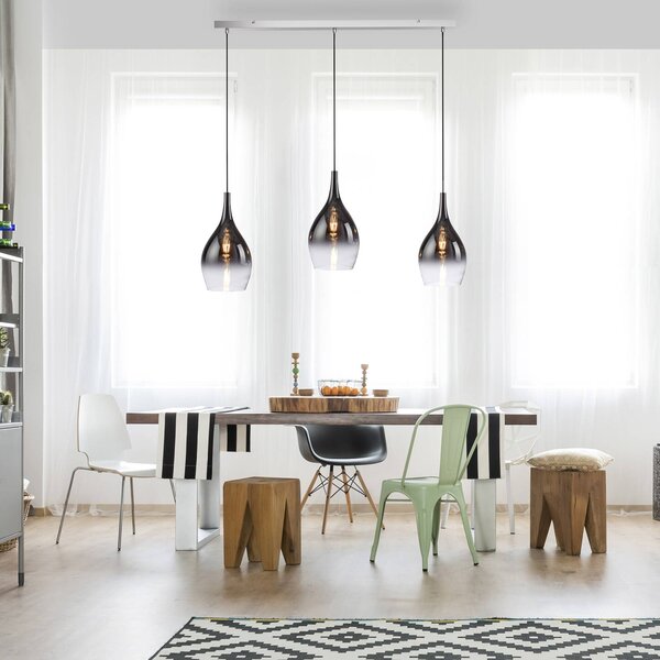 Paul Neuhaus Lampada a sospensione Pilua, dimmerabile, Alluminio / Grigio / Zincato, Soggiorno / Sala da pranzo, Vetro, Moderno, Lampada a sospensione