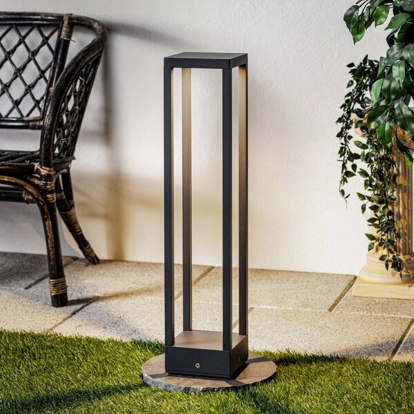 Lucande lampione a LED Carlota, antracite, 65 cm, metallo Carlota, Nero, Alluminio, Moderno, Lampada LED da esterni