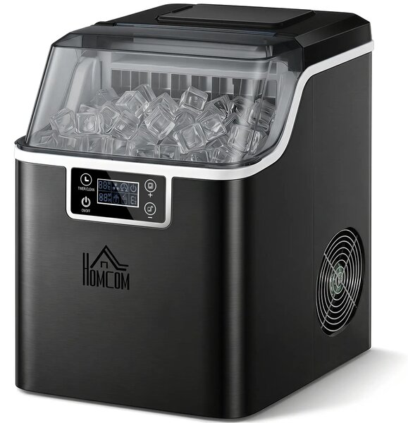 Macchina del Ghiaccio Autopulente da 24 Cubetti in 14-18 Minuti 20 kg in 24 Ore Nero