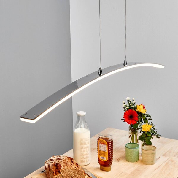 Lucande lampada LED a sospensione Lorian, 99 cm, cromo, metallo LORIAN, Cromo / Argento, Soggiorno / Sala da pranzo, Alluminio, Moderno
