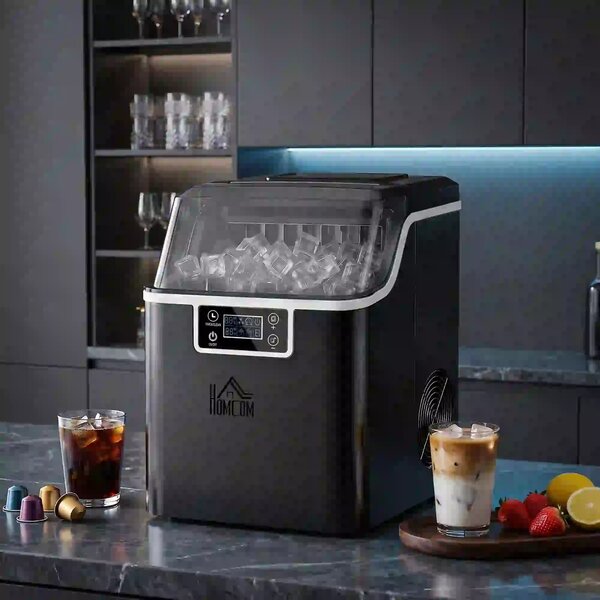 Macchina del Ghiaccio Autopulente da 24 Cubetti in 14-18 Minuti 20 kg in 24 Ore Nero