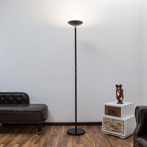 Lampada da terra con luce lettura Malea Lindby, dimmerabile, Nero, Soggiorno / Sala da pranzo, Metallo, Moderno, Lampada LED da terra