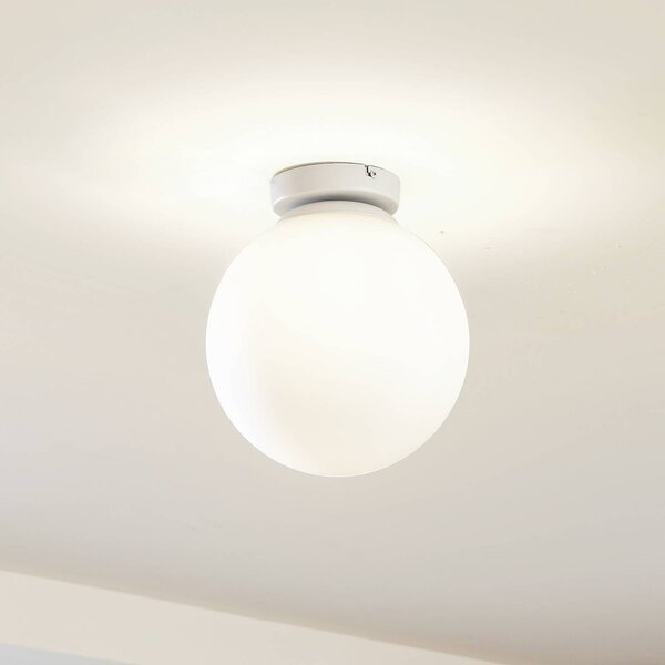 Plafoniera soffitto Meriala Lindby, dimmerabile, Bianco / Opale, Soggiorno / Sala da pranzo, Vetro, Plafoniera