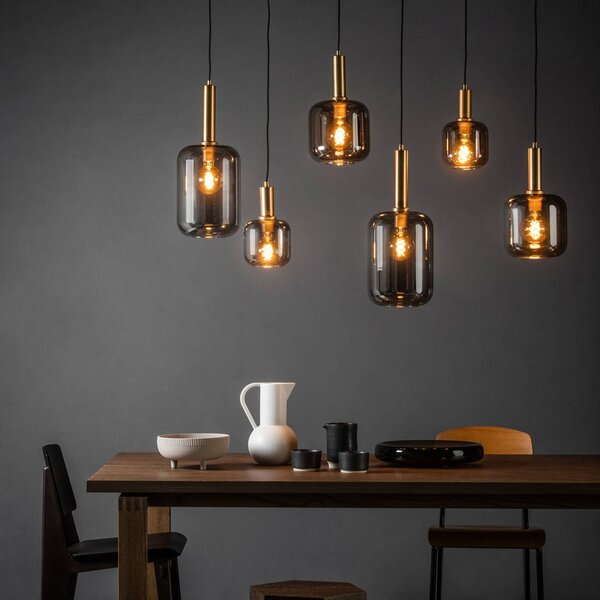 Lucide Lampada a sospensione in vetro Joanet, dimmerabile, Alluminio / Grigio / Zincato, Soggiorno / Sala da pranzo, Vetro, Lampada a sospensione