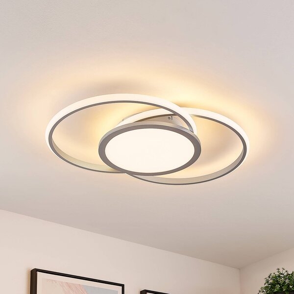 Plafoniera a LED Senne Lucande, dimmerabile, Alluminio / Grigio / Zincato, Cucina, Metallo, Moderno, Plafoniera LED