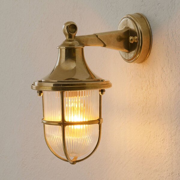 Moretti Luce Applique da esterni Ocean, di bella forma OCEAN, dimmerabile, Ottone / Oro, Corridoio, Ottone, Marittimo