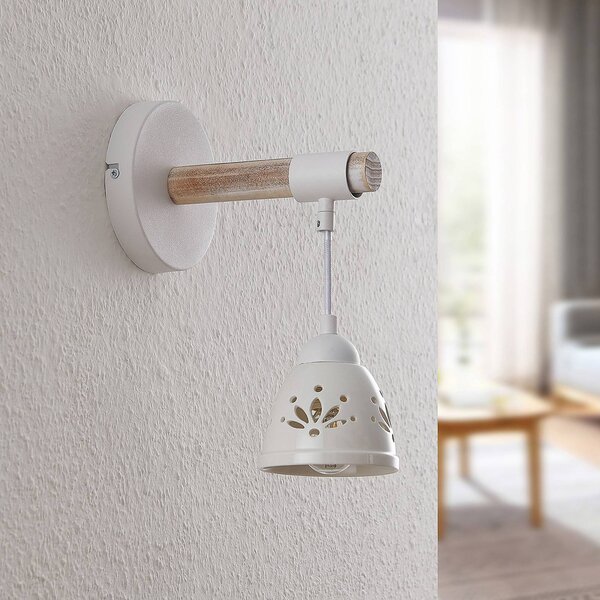 Applique da parete Pimana Lindby, dimmerabile, Legno chiaro, Soggiorno / Sala da pranzo, Legno, Campagna / Rustiche, Applique