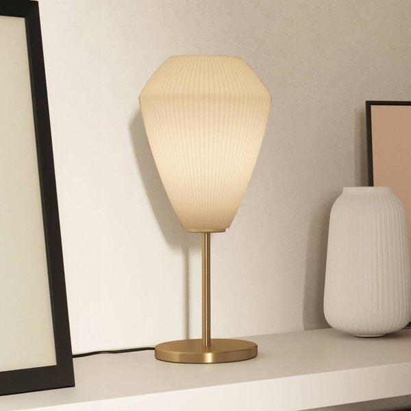 EGLO Lampada da tavolo Caprarola, altezza 46 cm, colore sabbia/ottone, vetro