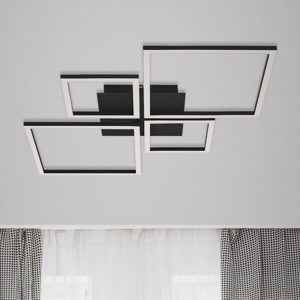 Briloner Plafoniera a LED Frame, dimmerabile, Nero, Soggiorno / Sala da pranzo, Metallo, Moderno, Plafoniera LED