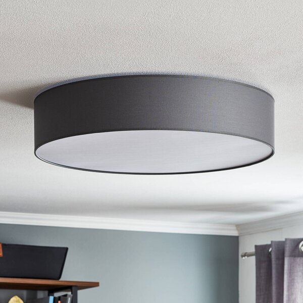 Plafoniera soffitto Rondo TK Lighting, dimmerabile, Alluminio / Grigio / Zincato, Camera da letto, Tessuto / Stoffa / Seta, Moderno, Plafoniera