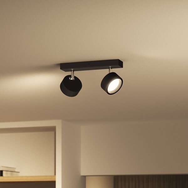 Philips Bracia faretto da soffitto LED a 2 luci, nero, Nero, Soggiorno / Sala da pranzo, Alluminio, Moderno