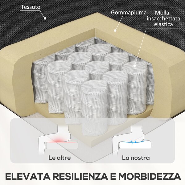 HOMCOM Poltrona Reclinabile Manualmente a 60° Extra Imbottita in Tessuto con Poggiapiedi, Nero