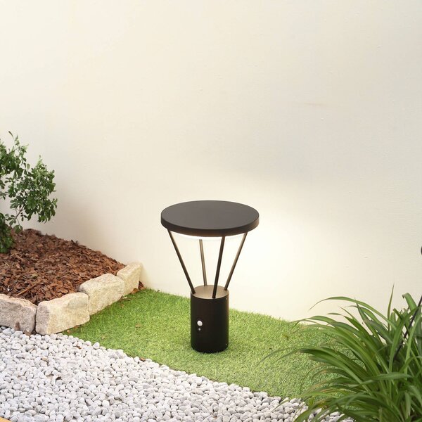 Lucande lampioncino LED solare Elario, 44 cm, nero, sensore Elario, Nero, Alluminio, Moderno, Lampade solari