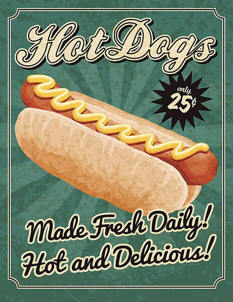 Illustrazione Vintage Hot Dog Poster, bortonia