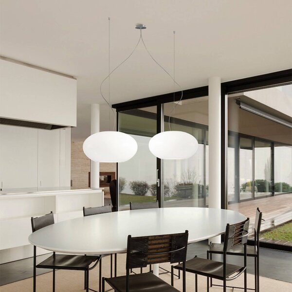 Casablanca Lampada a sospensione in vetro AIH, dimmerabile, Bianco / Opale, Soggiorno / Sala da pranzo, Vetro, Design, Lampada a sospensione