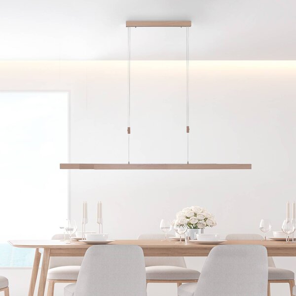 Paul Neuhaus Lampada a sospensione Adriana, dimmerabile, Legno chiaro, Soggiorno / Sala da pranzo, Metallo, Moderno, Lampada a sospensione