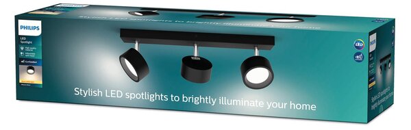 Philips Bracia faretto soffitto LED 3 luci nero