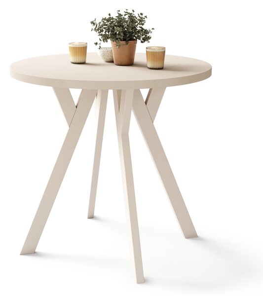 ALMO 80 Beige (Champagne)/gambe beige - TAVOLO ROTONDO CON GAMBE A Y LOFT/INDUSTRIALE PER CUCINA SOGGIORNO O SALA DA PRANZO