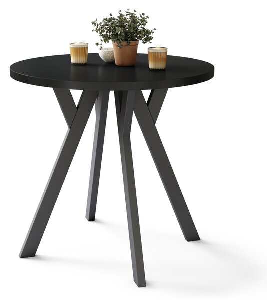 ALMO 80 Nero Opaco/gambe nere - TAVOLO ROTONDO CON GAMBE A Y LOFT/INDUSTRIALE PER CUCINA SOGGIORNO O SALA DA PRANZO