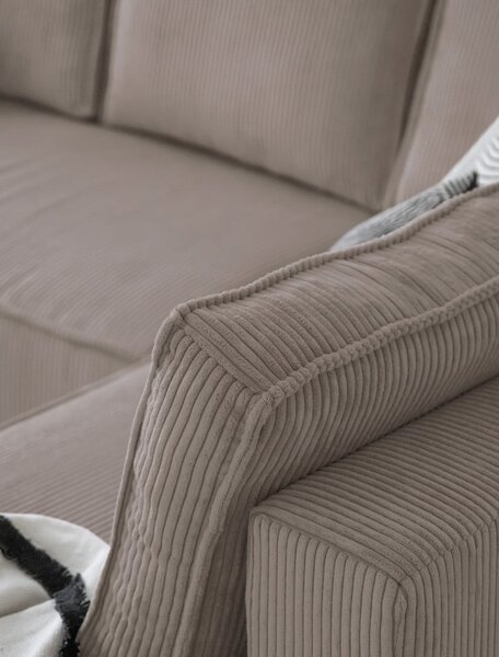 Divano letto angolare in velluto a coste beige Brave Dave - Miuform