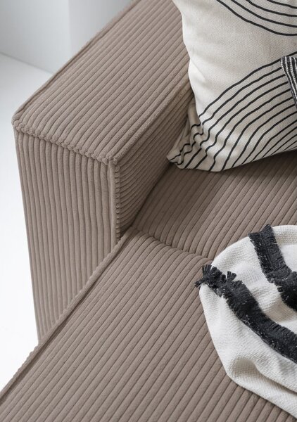 Divano letto angolare in velluto a coste beige Brave Dave - Miuform