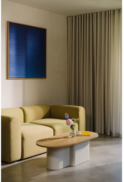 Tavolino da salotto nero con piano effetto rovere 50x115 cm Looi – noo.ma
