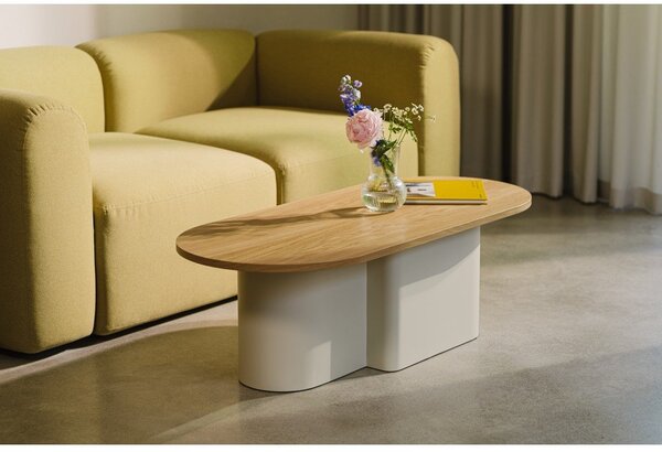Tavolino da salotto nero con piano effetto rovere 50x115 cm Looi – noo.ma