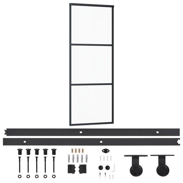 Porta Scorrevole con Kit Montaggio Vetro ESG Alluminio 76x205cm