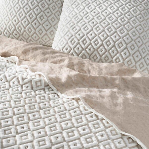 Set con copriletto e federa bianco/beige in microfibra 220x240 cm Joana – douceur d'intérieur