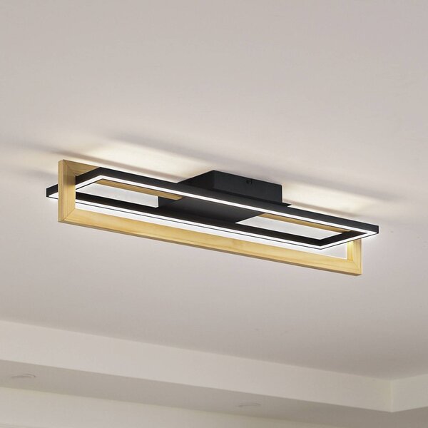 Plafoniera a LED Holamu Lindby, Nero, Soggiorno / Sala da pranzo, Alluminio, Moderno, Plafoniera LED