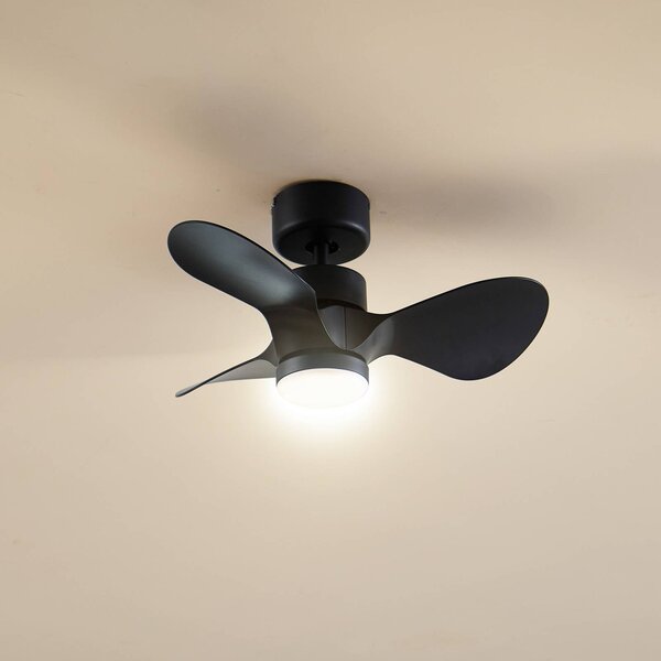 Ventilatore da soffitto Lindby LED Enon, nero, motore DC, silenzioso Enon Lindby, dimmerabile, Nero, Soggiorno / Sala da pranzo, Metallo, Moderno