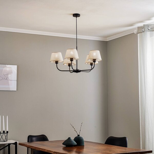 Lampadario a soffitto Chicago TK Lighting, dimmerabile, Crema / Ambra, Soggiorno / Sala da pranzo, Tessuto / Stoffa / Seta, Lampadario