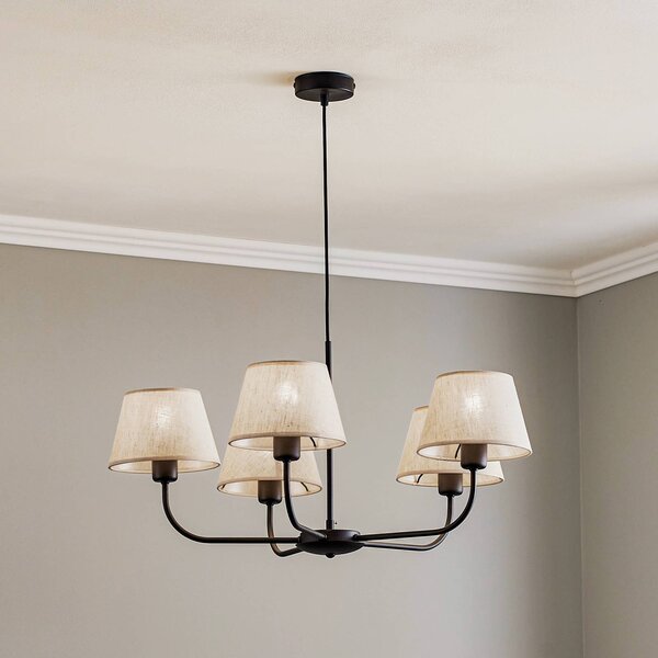 Lampadario a soffitto Chicago TK Lighting, dimmerabile, Crema / Ambra, Soggiorno / Sala da pranzo, Tessuto / Stoffa / Seta, Lampadario