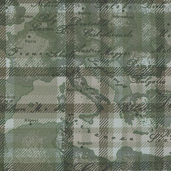Completo Copripiumino MATRIMONIALE Geo Tartan Green UNICA Raso Di Cotone Caleffi