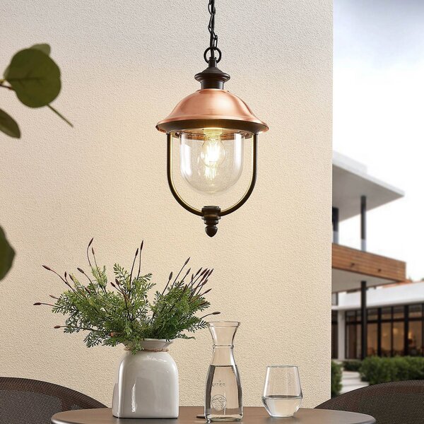 Lampada a sospensione da esterno Lindby Clint, metallo, resistente all'acqua di Clint Lindby, dimmerabile, Rame, Alluminio, Vintage