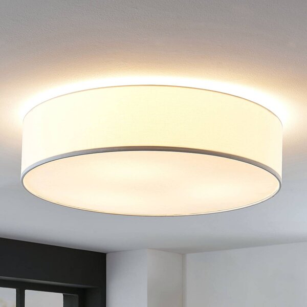 Plafoniera soffitto Gordana Lindby, dimmerabile, Bianco / Opale, Soggiorno / Sala da pranzo, Tessuto / Stoffa / Seta, Moderno, Plafoniera