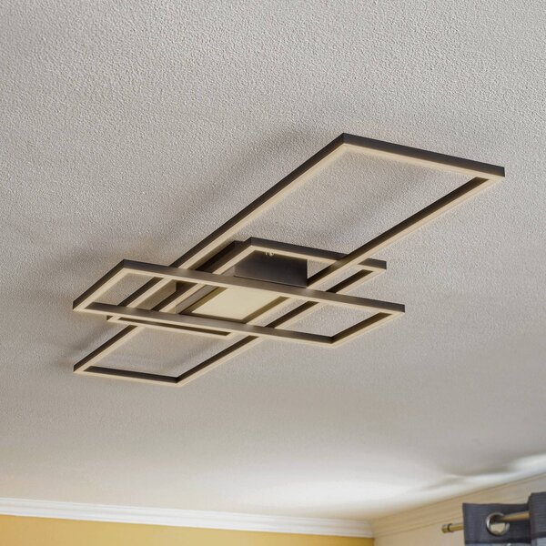 Plafoniera a LED Ismera Lindby, dimmerabile, Nero, Soggiorno / Sala da pranzo, Alluminio, Moderno, Plafoniera LED