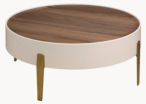 Tavolino rotondo da salotto con piano in legno Severino
