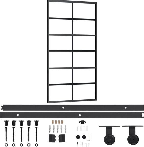 Porta Scorrevole e Kit Montaggio Vetro ESG Alluminio 102x205cm
