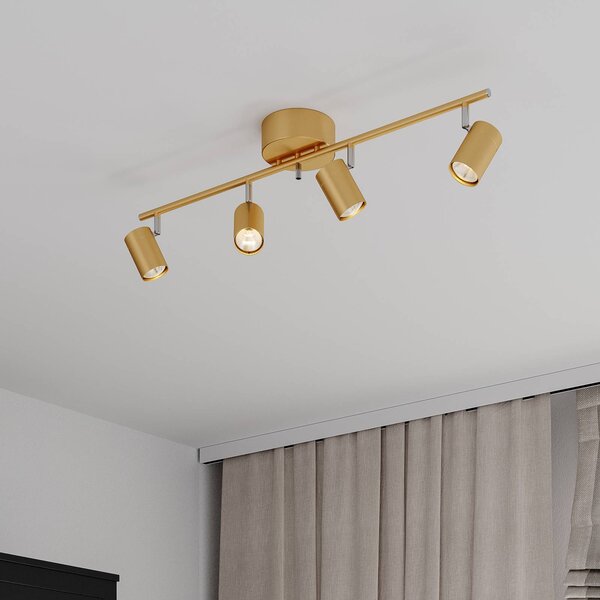 By Rydéns Correct spot soffitto 4 luci oro satin Correct, dimmerabile, Ottone / Oro, Soggiorno / Sala da pranzo, Metallo, Moderno, Faretto alogeno