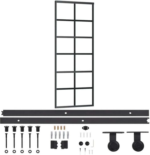 Porta Scorrevole con Kit Montaggio Vetro ESG Alluminio 76x205cm